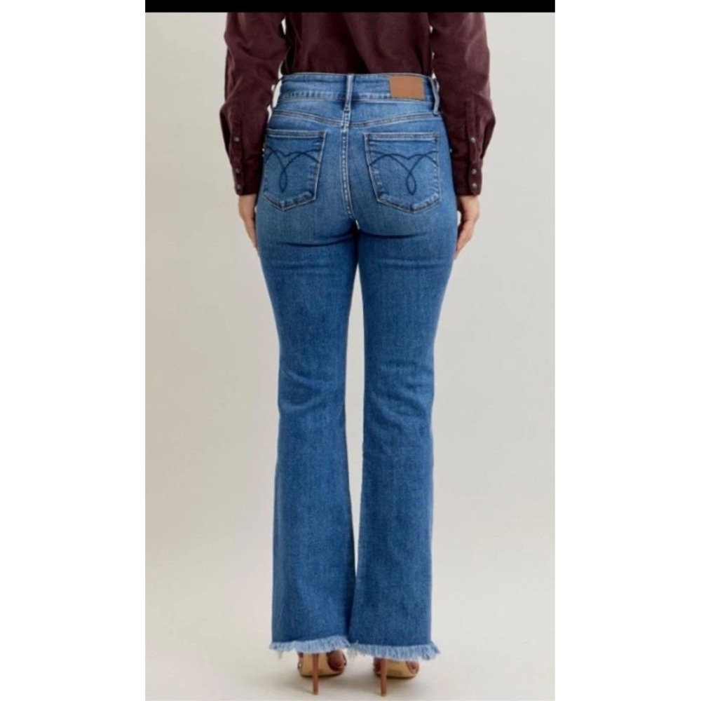Judy Blue Jeans Women 11/30 Boot Cut High Rise Frayed Hem Stretch 30x32 Boho New - Picture 2 of 13